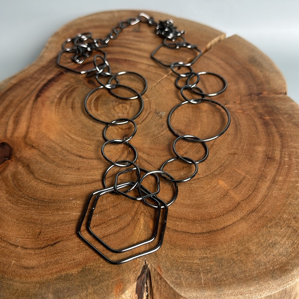 Pewter-look Geometric Statement Necklace